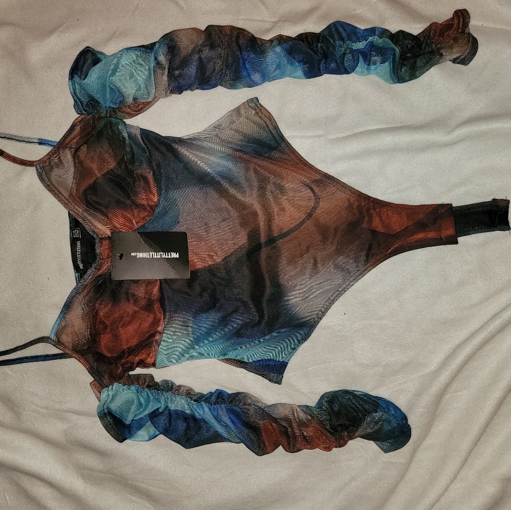 Blue and brown Body suit